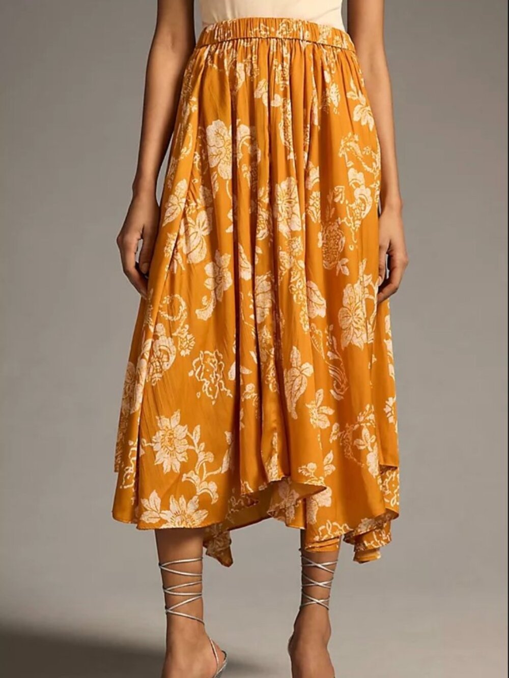 Anthropologie Orange & Cream Sleek A-Line Skirt Size S - Picture 1 of 7